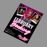 Moderner Black Pink Hair Salon Foto Flyer<br><div class="desc">Machen Sie mit diesem eleganten Friseur-Flyer eine Erklärung, der sich perfekt für die Ankündigung von Buchungen im Februar eignet. Das Design zeichnet sich durch eine ausgeklügelte Farbpalette aus lila und schwarz, die mit modernen rosa Neonskripten betont wird. Das Layout bietet Platz für drei hochwertige Fotos und zeigt Ihr Fachwissen im...</div>