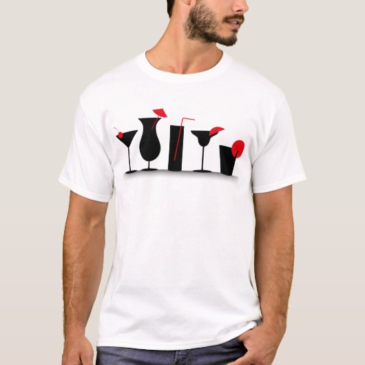 Moderner Black Red Cocktail Mixed Drink Tropical T-Shirt (Vorderseite)