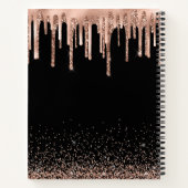 Moderner Black & Rose Gold Glitzer Mit Monogramm Notizblock (Rückseite)