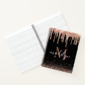 Moderner Black & Rose Gold Glitzer Mit Monogramm Notizblock (Innenseite)