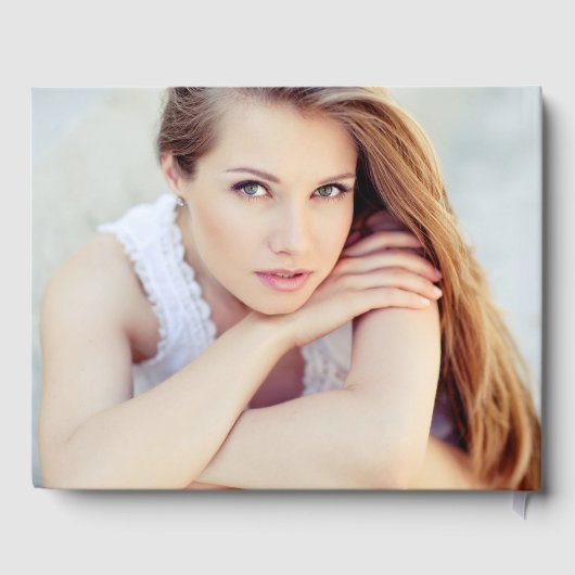 Moderner Black Script Foto Abschluss Gästebuch (Rückseite)