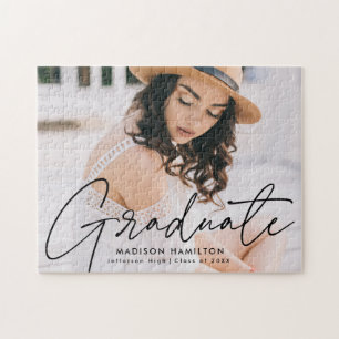 Moderner Black Script Foto Abschluss Puzzle
