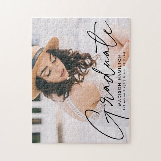 Moderner Black Script Foto Abschluss Puzzle (Vertikal)