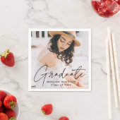 Moderner Black Script Foto Abschluss Serviette (Beispiel)