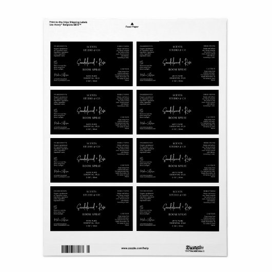 Moderner Black Script Room Spray Flasche Wrapper (Vorne)