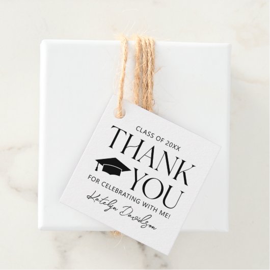 Moderner Black Serif Abschluss Vielen Dank Geschenkanhänger (Beispiel)