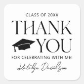 Moderner Black Serif Abschluss Vielen Dank Quadratischer Aufkleber (Vorderseite)