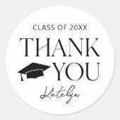Moderner Black Serif Abschluss Vielen Dank Runder Aufkleber (Vorderseite)