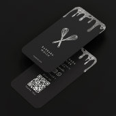 Moderner Black Silver Whisk Bakery Koch Caterer Visitenkarte