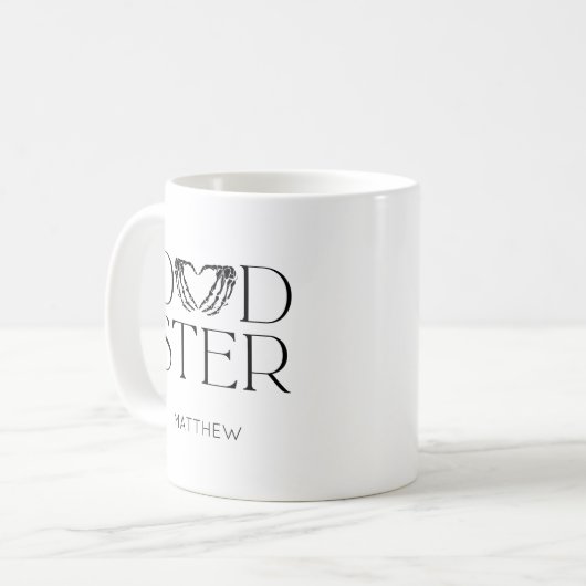 Moderner Black Skelett Beängstigend Dadster Hallow Kaffeetasse (Vorderseite Links)