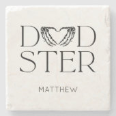 Moderner Black Skelett Beängstigend Dadster Hallow Steinuntersetzer (Vorderseite)