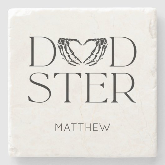 Moderner Black Skelett Beängstigend Dadster Hallow Steinuntersetzer (Vorderseite)