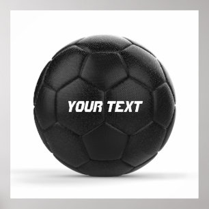 Moderner Black Soccer Ball Personalisiert Poster