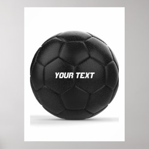 Moderner Black Soccer Ball Personalisiert Poster