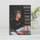 Moderner Black Typografy Chic Foto Abschluss Einladung (Stehend Vorderseite)