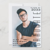 Moderner Black Typografy Chic Typ Foto Abschluss Einladung (Vorderseite)