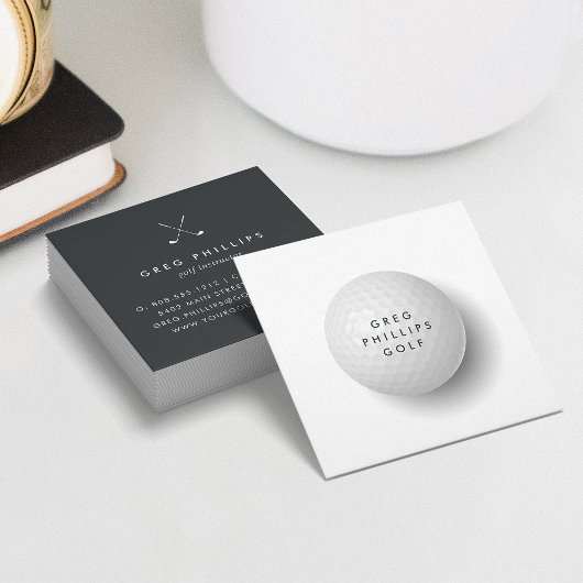Moderner Black & White Golf Pro oder Instruktor Quadratische Visitenkarte