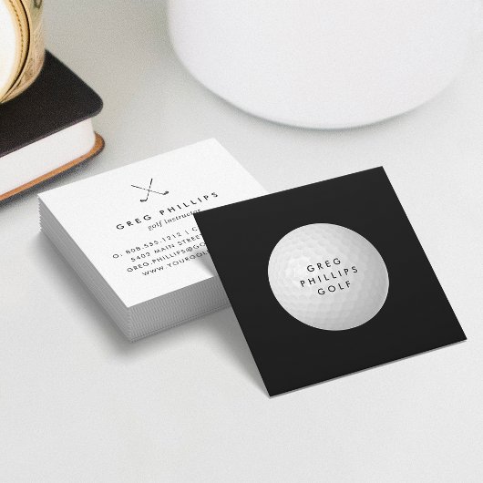 Moderner Black & White Golf Pro oder Instruktor Quadratische Visitenkarte