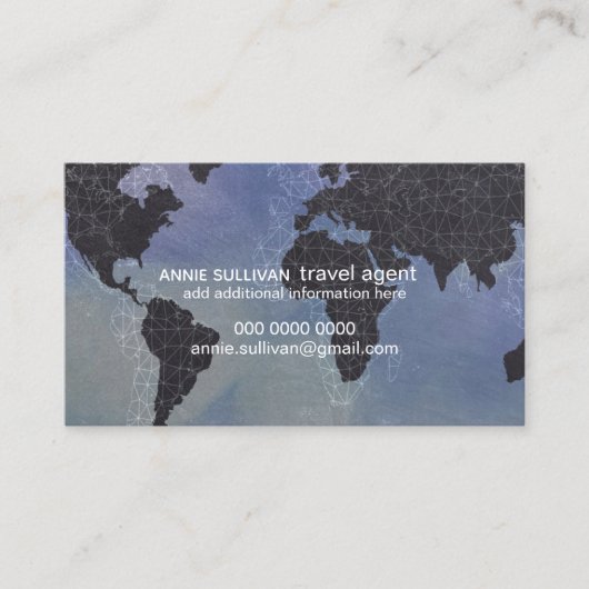 Moderner Black World Map Travel Agent Visitenkarte (Vorderseite)