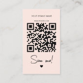 Moderner blassrosa Bestell-Danke-QR-Code Visitenkarte (Rückseite)