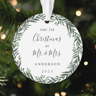 Moderner Blattkranz Erstes Weihnachten als Herr un Ornament