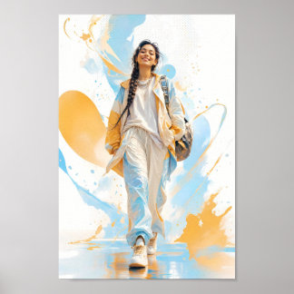 Moderner Blau-Gold-Streetwear-Vibe-Poster Poster