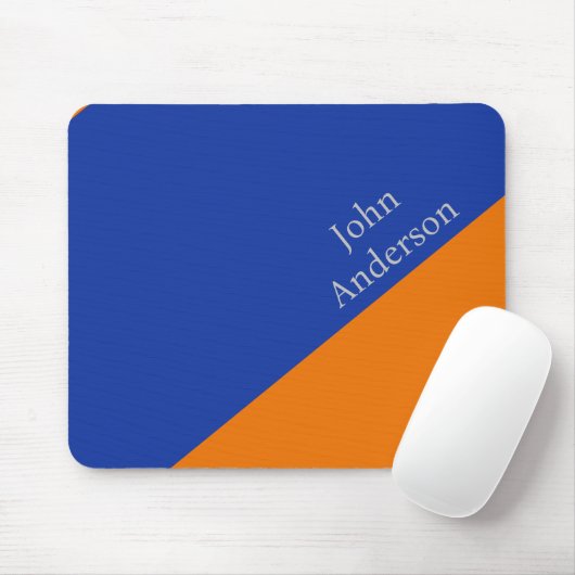 Moderner Blau- und Orangefarbener Farbblock gestör Mousepad (Mit Mouse)