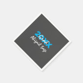 Moderner Blau- und Weißtext auf grauem Abschluss Serviette (Ecke)