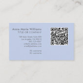Moderner Blau-Weiß-Schrift-Monogramm-QR-Code Visitenkarte (Rückseite)