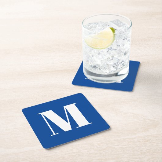 Moderner, blau-weißer Anfangsbuchstabe Rechteckiger Pappuntersetzer (Vor Ort)