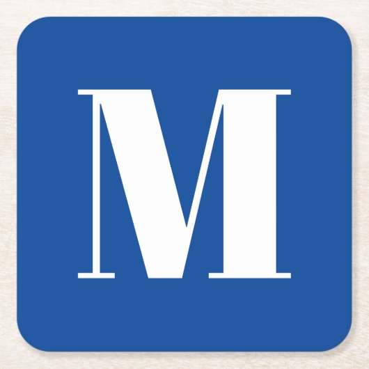 Moderner, blau-weißer Anfangsbuchstabe Rechteckiger Pappuntersetzer (Vorderseite)