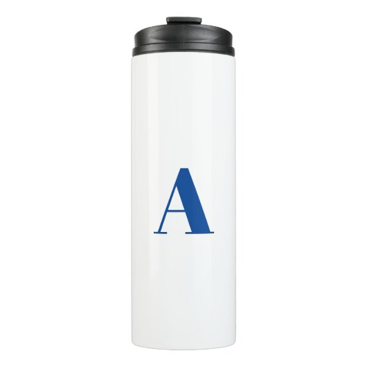 Moderner, blau-weißer Anfangsbuchstabe Thermosbecher (Vorderseite)