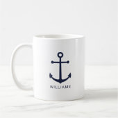 Moderner Blaue Navy-Anker mit Individuelle Name Kaffeetasse (Links)