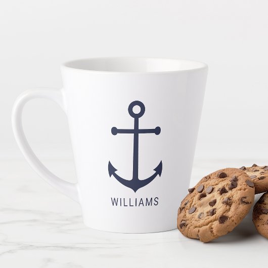 Moderner Blaue Navy-Anker mit Individuelle Name Milchtasse