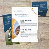 Moderner Blauer Blocktext, geometrische Foto-Forme Flyer