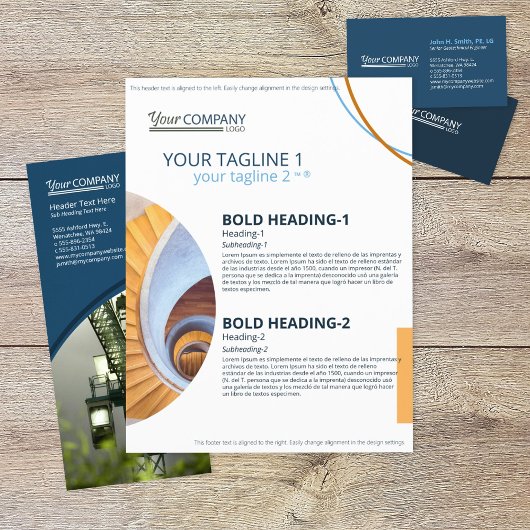 Moderner Blauer Blocktext, geometrische Foto-Forme Flyer