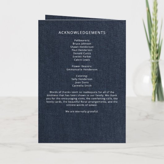 Moderner blauer Denim in der Liebe Erinnerung gekl Programm (Rückseite)