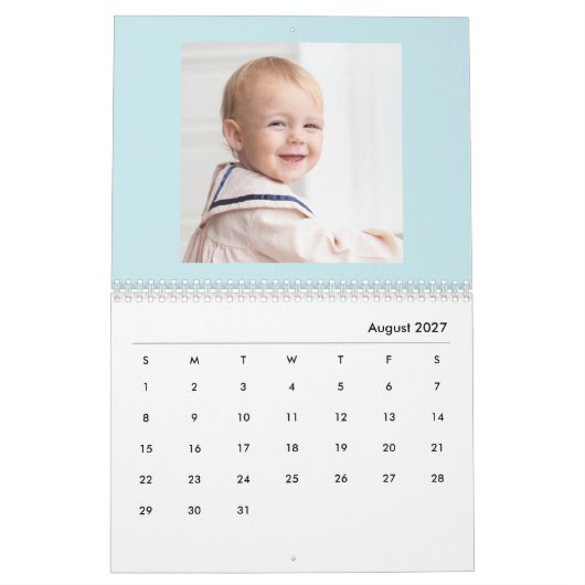 Moderner blauer Familien-Fotokalender 2026 für Bab Kalender (Aug 2027)