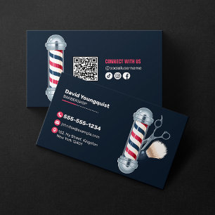 Moderner blauer Friseursalon-Friseur-Stylist-QR-Co Visitenkarte