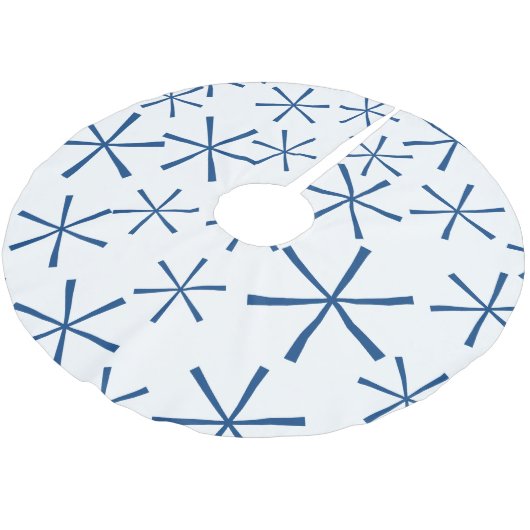 Moderner blauer geometrischer polyester weihnachtsbaumdecke (Schrägansicht)