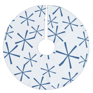 Moderner blauer geometrischer polyester weihnachtsbaumdecke