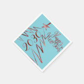 Moderner blauer, glänzender Roter Baum New Years P Serviette (Ecke)