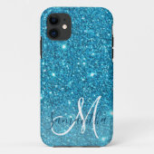 Moderner blauer Glitzer Glitzern Personalisiert Na Case-Mate iPhone Hülle (Rückseite)