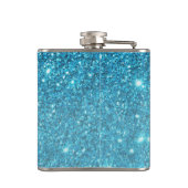 Moderner blauer Glitzer Glitzern Personalisiert Na Flachmann (Rückseite)