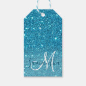 Moderner blauer Glitzer Glitzern Personalisiert Na Geschenkanhänger (Vorderseite)