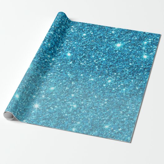 Moderner blauer Glitzer Glitzern Personalisiert Na Geschenkpapier (Ungerollt)