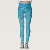 Moderner blauer Glitzer Glitzern Personalisiert Na Leggings (Vorderseite)