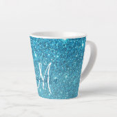 Moderner blauer Glitzer Glitzern Personalisiert Na Milchtasse (Rechte Ecke)