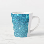 Moderner blauer Glitzer Glitzern Personalisiert Na Milchtasse (Rechts)