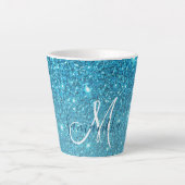 Moderner blauer Glitzer Glitzern Personalisiert Na Milchtasse (Vorderseite)